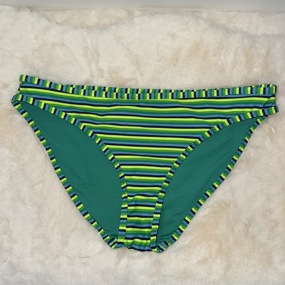 Aerie Striped Bikini SET Triangle Top L & Bikini Brief S Women’s Green & Blue - Picture 7 of 10
